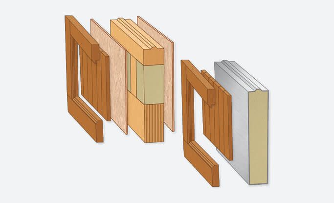 Detailed view of the construction method used for Timberlane's custom garage doors