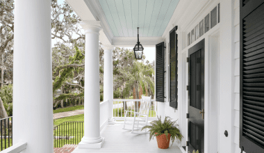 Front porch of Old Grove custom Florida home by Nautilus Homes